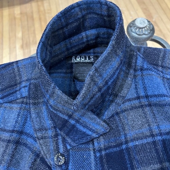 🧥Stylish Vintage ROOTS Men's Blue Plaid Jacket - Size L 🧥 - Picture 7 of 10